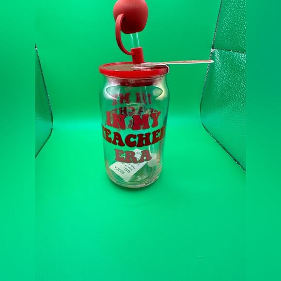 Sheffield Home / teacher era / Tumbler / red iridescent/ apple straw top / NWT - Picture 2 of 5